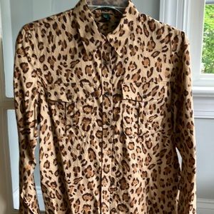 Ralph Lauren Ladies’ Shades of Brown Animal Print long sleeve Shirt, size Medium